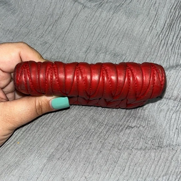 MIU MIU Short Button Bi-Fold Maltese Wallet Lambskin, Red - Picture 12 of 15